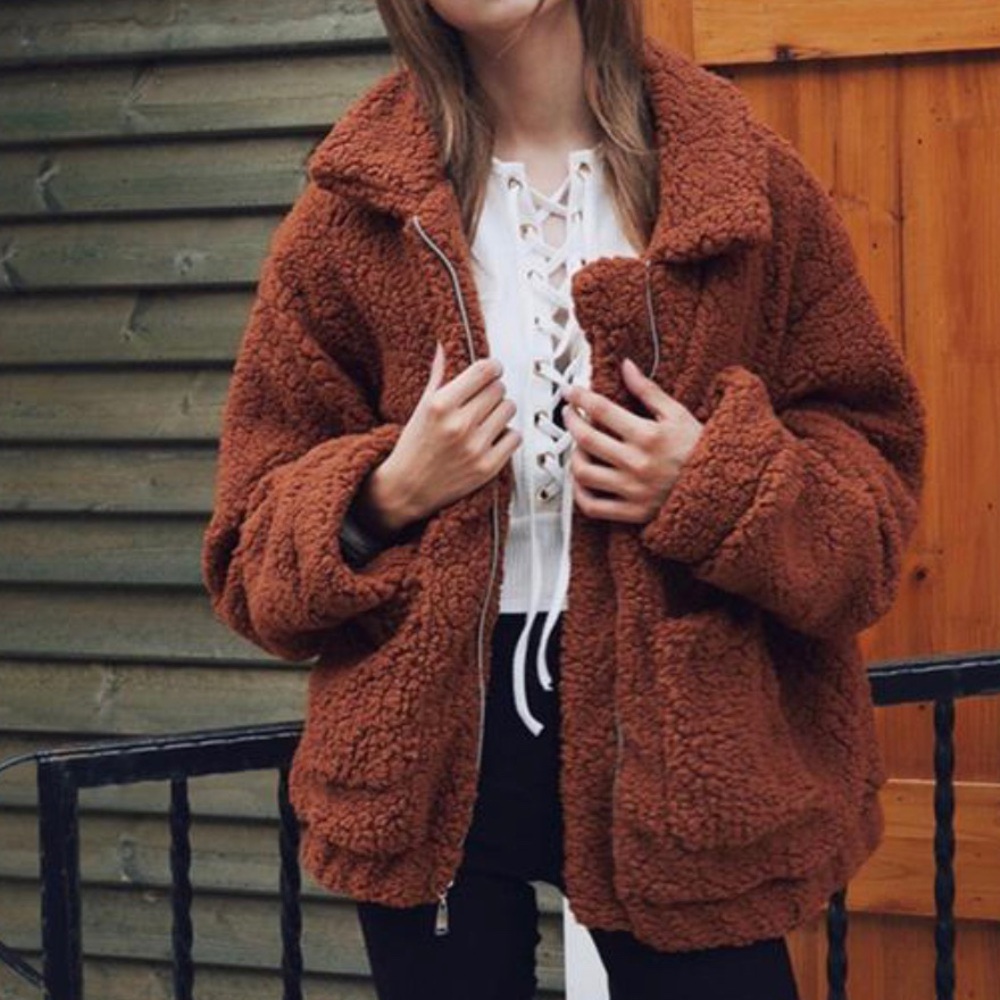 Teddy Coat in Rust - Picture 3 of 5